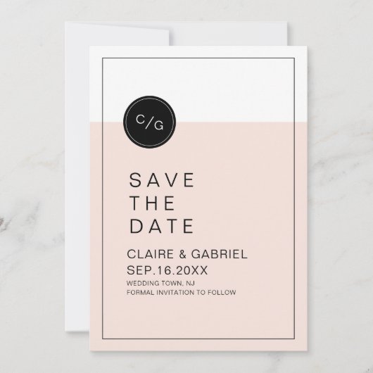 Kleurbewerkbare minimalistische moderne versie bew save the date (Voorkant)