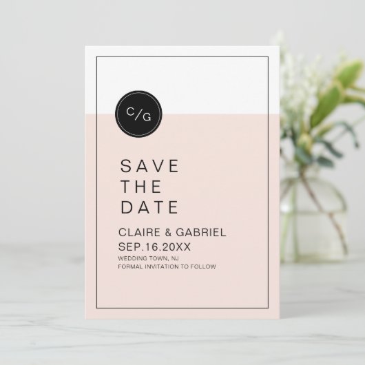 Kleurbewerkbare minimalistische moderne versie bew save the date (Staand voorkant)