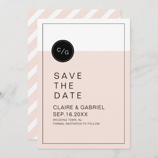 Kleurbewerkbare minimalistische moderne versie bew save the date (Voorkant / Achterkant)