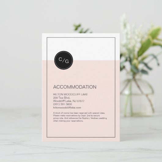 Kleurbewerkbare moderne huwelijksverblijfskaart informatiekaartje (Staand voorkant)