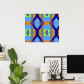 Kleurblauw groen Oranje Gepersonaliseerd kunstpatr Poster (Thuiskantoor)
