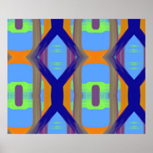 Kleurblauw groen Oranje Gepersonaliseerd kunstpatr Poster