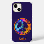 Kleurblauw vredesteken tegen blauw blauw Case-Mate iPhone case (Achterkant)