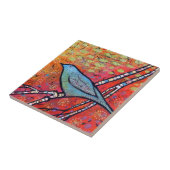 Kleurblauwe vogel tegeltje (Zijkant)