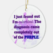 Kleurblind Grappige Gekleurde Grap Paars Blauw Keramisch Ornament (Links)