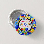 Kleurbloemen Aangepaste naam leeftijd Kinderen Ver Ronde Button 3,2 Cm (Voorkant /achterkant)