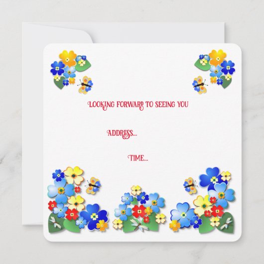 Kleurbloemen Kinderen van Birthday Party Kaart (Achterkant)