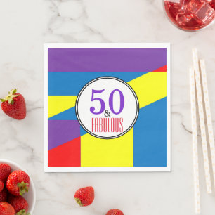 Kleurblok 50ste verjaardagsfeest servet