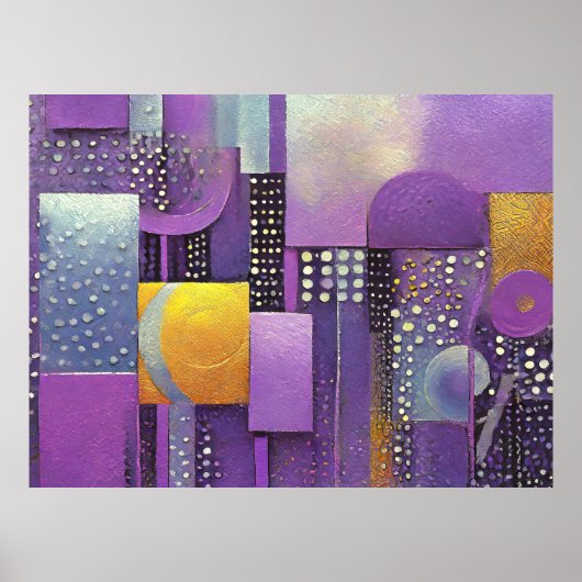 Kleurblok Abstract Paars en Goud ID1043 Poster (Voorkant)