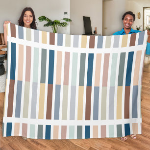 Kleurblok Abstract Streep Aardetinten Multi Kleur Fleece Deken
