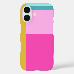 Kleurblok Art geometrische vormen Bright Turquoise iPhone 16 Hoesje
