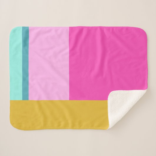 Kleurblok Art geometrische vormen Bright Turquoise Sherpa Deken (Voorkant (horizontaal))