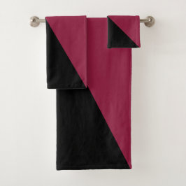 Kleurblok badhanddoeken (zwart & besrood) bad handdoek