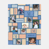 Kleurblok Blauw Moderne Chic 10 Foto Fleece Deken (Voorkant)