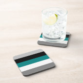 Kleurblok Blauwgroen blauw grijs zwart Bier Onderzetter (Rechterzijde)