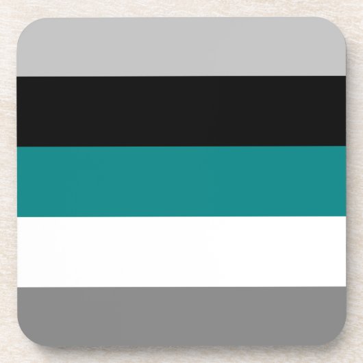 Kleurblok Blauwgroen blauw grijs zwart Bier Onderzetter (Voorkant)