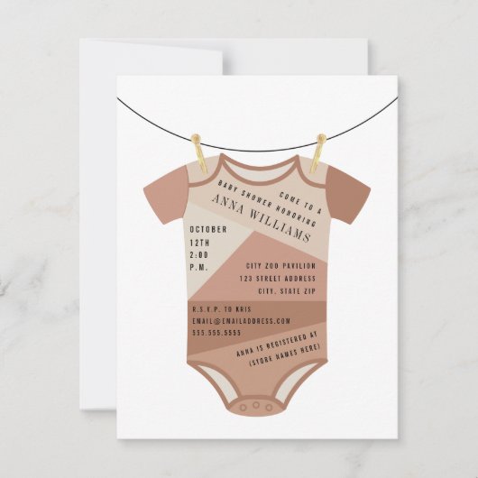 Kleurblok Bodysuit Baby shower Kaart (Voorkant)