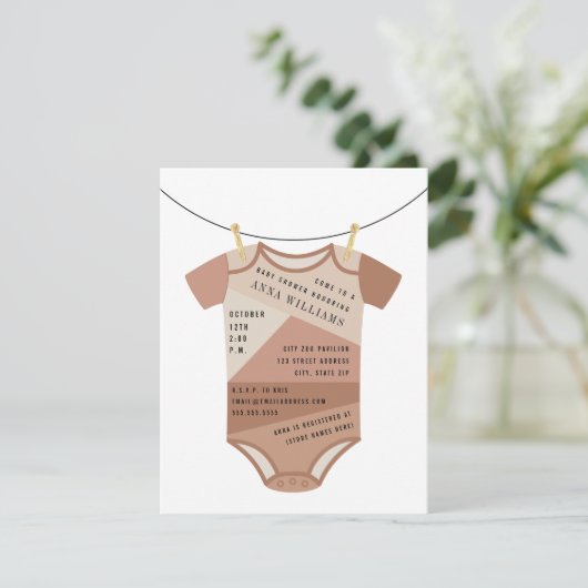 Kleurblok Bodysuit Baby shower Kaart (Staand voorkant)