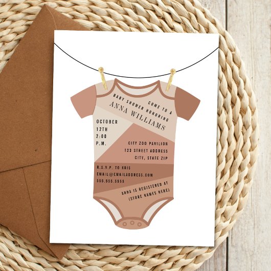 Kleurblok Bodysuit Baby shower Kaart