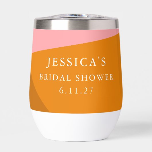 Kleurblok Bruiloftsshower met Vette Oranje Roze Kl (Voorkant)