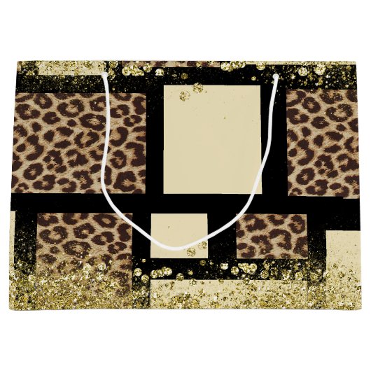 Kleurblok Cream Ivory Black & Leopard Cheetah Groot Cadeauzakje (Voorkant)