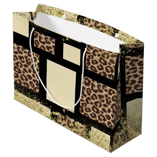 Kleurblok Cream Ivory Black & Leopard Cheetah Groot Cadeauzakje (Achterkant Gekanteld)