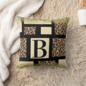Kleurblok Cream Ivory Black & Leopard Cheetah Kussen (Deken)