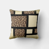 Kleurblok Cream Ivory Black & Leopard Cheetah Kussen (Achterkant)