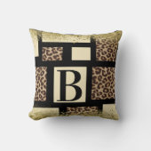 Kleurblok Cream Ivory Black & Leopard Cheetah Kussen (Voorkant)