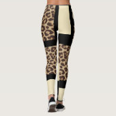 Kleurblok Cream Ivory Black & Leopard Cheetah Leggings (Achterkant)