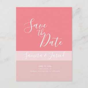 Kleurblok Drie Tinten Roze  Save the Dates   Briefkaart