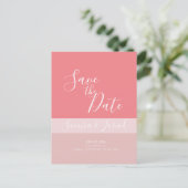 Kleurblok Drie Tinten Roze  Save the Dates   Briefkaart (Staand voorkant)