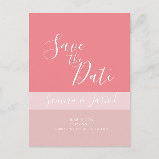 Kleurblok Drie Tinten Roze  Save the Dates   Briefkaart (Voorkant)