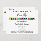 Kleurblok Fun Family Reunion Save-the-Date Briefkaart (Voorkant / Achterkant)
