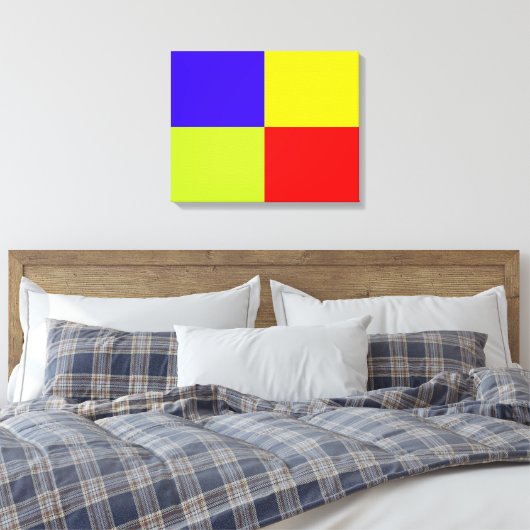 Kleurblok gestreept canvas afdruk (Insitu (Slaapkamer))