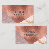 Kleurblok goud marmer damast roze goud folie visitekaartje (Voorkant / Achterkant)