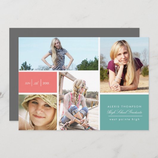 Kleurblok Grads Aankondiging door Origami Prints (Voorkant / Achterkant)