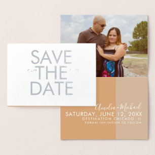 Kleurblok Harten Save the Date Foto Kaart