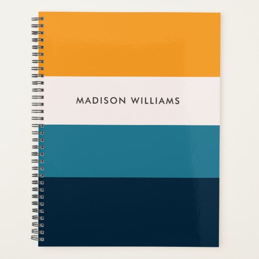 Kleurblok horizontale monogram planner op maat (Voorkant)