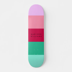 Kleurblok Horizontale Streep Viva Magenta Lente Persoonlijk Skateboard