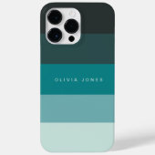 Kleurblok Horizontale streep zwart & Blauwgroen Case-Mate iPhone Case (Achterkant)