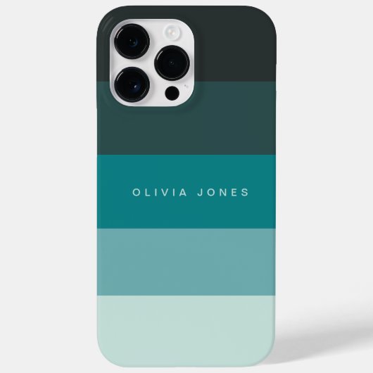 Kleurblok Horizontale streep zwart & Blauwgroen Case-Mate iPhone Case (Achterkant)