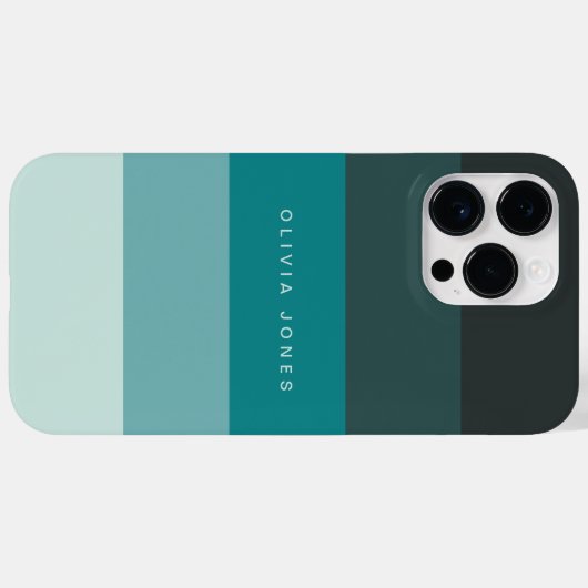 Kleurblok Horizontale streep zwart & Blauwgroen Case-Mate iPhone Case (Achterkant (horizontaal))