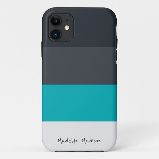 Kleurblok horizontale streep zwart & grijs Case-Mate iPhone case (Achterkant)