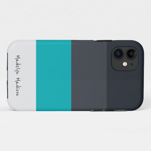 Kleurblok horizontale streep zwart & grijs Case-Mate iPhone case (Achterkant (horizontaal))