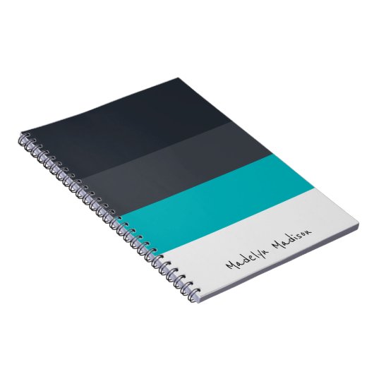 Kleurblok horizontale streep zwart & grijs notitieboek (Rechterzijde)