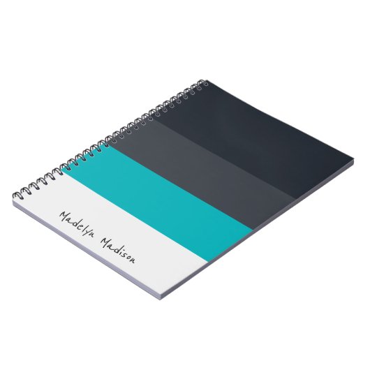 Kleurblok horizontale streep zwart & grijs notitieboek (Linkerzijde)