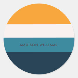 Kleurblok Horizontale Stripe Classic Round Sticke Ronde Sticker