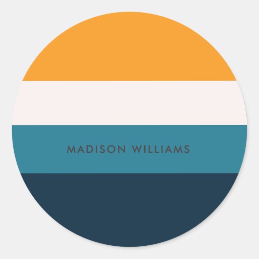 Kleurblok Horizontale Stripe Classic Round Sticke Ronde Sticker (Voorkant)