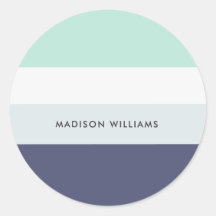 Kleurblok Horizontale Stripe Classic Round Sticke